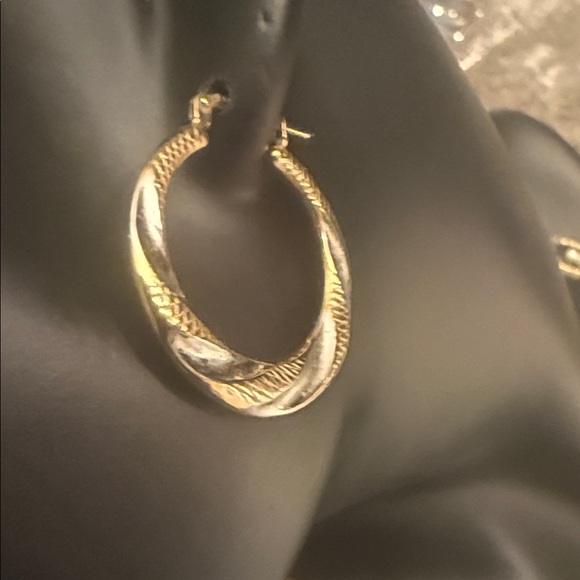 Elegant 925 Gold and Silver Hoop Earrings stamp - Picture 3 of 8
